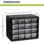 Akro-Mils 16-Drawer Plastic Storage Cabinet | 10-1/2 x 6-1/2 x 8-1/2 Inch |