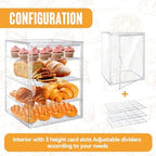 15.5 x 11.4 x 9.8 Inch 4-Tier-Party Display Case, Bakery Display Case Countertop,Adjustable Clear Bread Storage with Magnetic Door Bakery Pastry Display, Cookies and Donuts - Field & Pure