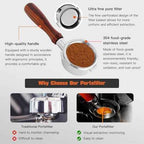 58mm bottomless portafilter with 3 Ears Compatible for CASABREWS/Gevi 58mm Espresso Machines | with Stainless Steel Filter Basket and Wooden Handle