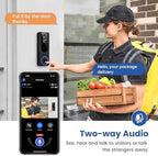 1080p WiFi Video Doorbell Camera Wireless, Battery Powered, AI Human and Motion Detection, 2 Way Talk, Night Vision, Cloud Storage, 2.4G WiFi Only, Indoor/Outdoor Surveillance