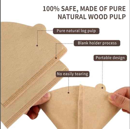 300 Count Coffee Filters, Size 02 Pour Over Cone Coffee Filter，Natural