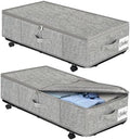 Large Sturdy Under Bed Storage with Wheels, 2 Pack 50L Rolling