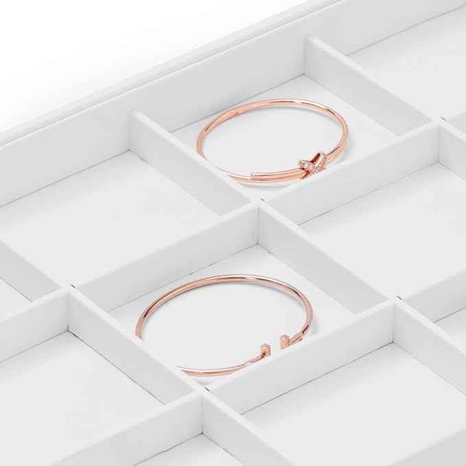Oirlv Premium White Leather Stackable Jewelry Tray 12 Grid Jewelry Drawer
