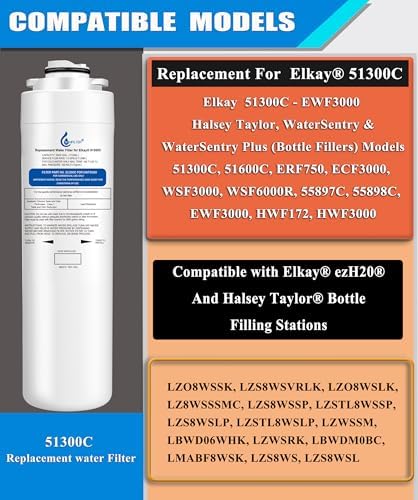 51300C Replacement for Elkay 51300C, Replacement 55898C Filters, Replacement Bottle Stations Compatible with Ezh2o Filter ERF750, 55898C, EWF3000 (No Chip 3-Pack) - Field & Pure