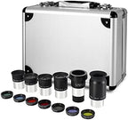 CelticBird 1.25" Eyepiece and Filter Set with a Carry Case-Telescope Accessory Kit (13 Piece) - 5pcs Plossl Eyepieces & 5pcs Color Filters & a 2X Barlow Lens & a Moon Filter & a Polarizing Filter - Field & Pure