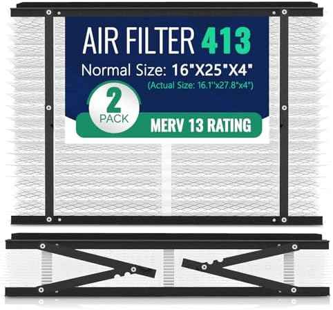 2-Pack 413 Replacement Filter Compatible with AprilAire Whole House Air Purifiers, Models 1410, 1610, 2410, 2416, 3410, 4400, MERV 13 Air Purifiers, Size: 16x25x4(Actual Size 16.1''x27.8"x4)