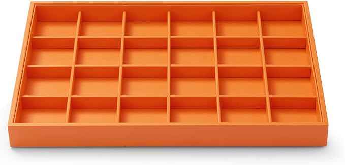 Oirlv Luxury Leather Ring Tray 24 Grid Jewelry Drawer Organizer Stackable