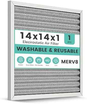 14x14x1 Reusable Air Filter, Washable, Electrostatic HVAC AC Furnace Filter, Merv 8, Lasts a Lifetime, Breathe Safe at Home or in the Office (Actual Size:13.5x13.5x0.82 Inch)