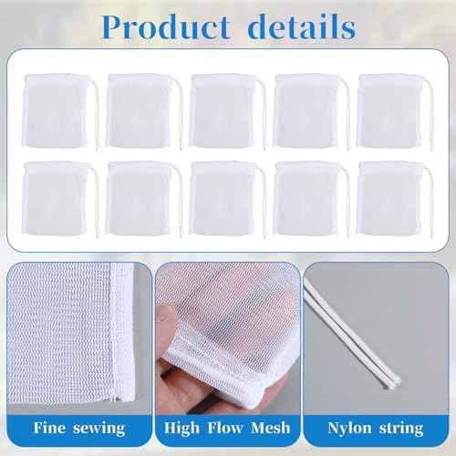 QfwdfcTrenz 10PCS Aquarium Filter Media Bags for Activated Carbon, 4" X 3.5" Mesh Filter Bags for Aquarium, Carbon Filters Bag for Aquariums, High Flow Aquariums Mesh Media Filters Bag