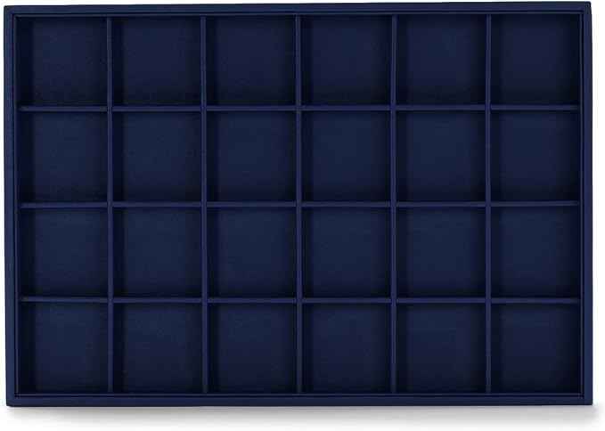 Oirlv Stackable Premium Leather Jewelry Trays 24 Grid Jewelry Organizer