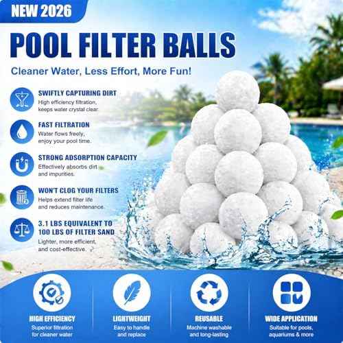 3.1 Lbs Pool Filter Balls, Eco-Friendly Filter Balls for Swimming Pool Sand Filters, Lightweight and Reusable Fiber Ball, Replace 100 lbs Pool Filter Sand