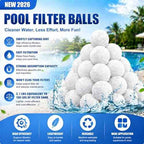 3.1 Lbs Pool Filter Balls, Eco-Friendly Filter Balls for Swimming Pool Sand Filters, Lightweight and Reusable Fiber Ball, Replace 100 lbs Pool Filter Sand