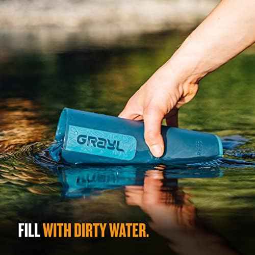 GRAYL UltraPress 16.9 oz Water Purifier & Filter Bottle, Forest Blue