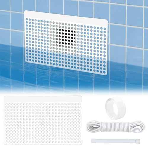 Pool Skimmer Guard Kit – Leaf Skimmer Catcher Shield with Elastic Rope & Telescopic Rod – Fits All Inground & Above Ground Pools – Rust-Proof Net Cover to Prevent Debris & Blockage – Easy Assembly