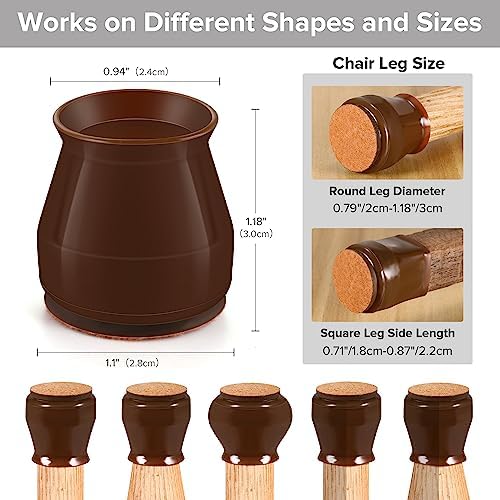 24PCS Upgraded Silicone Chair Leg Floor Protectors for Hardwood