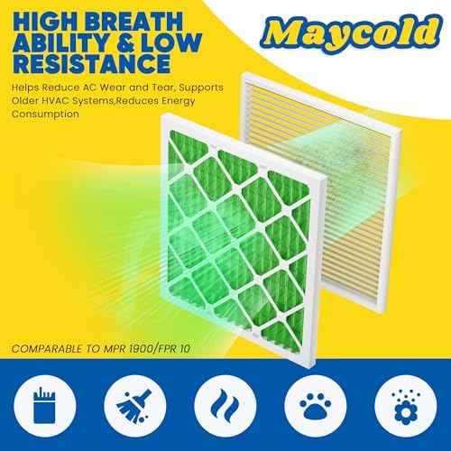 Maycold 24x30x1 MERV 13 Furnace Air Filter (2-Pack), High-Performance HVAC AC Filters for Home Use, Actual Size: 23.7" x 29.7" x 0.75", Individually Wrapped in Plastic