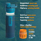 GRAYL UltraPress 16.9 oz Water Purifier & Filter Bottle, Forest Blue