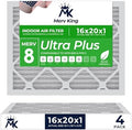 MervKing 16x20x1 Air Filter Actual Size: 15.7" x 19.7" x 0.75" MERV 8 MPR 600-700 | MADE IN USA | 4-Pack | Pleated HVAC AC Furnace Replacement - Field & Pure