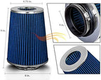 BLUE 4" 102 mm Inlet Truck Air Cone Replacement Performance Washable Clamp-On - Image 2