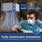 ALORAIR 360 degree Intake Air Filtration System - (1050/1350 CFM) with Strong Vortex Fan, Built-in Ionizer, Shop Dust Collector for Woodworking Shop, Garage Works Shop, Purecare 1350IG