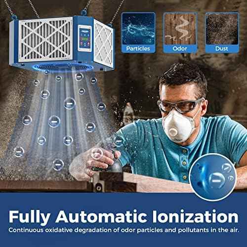 ALORAIR 360 degree Intake Air Filtration System - (1050/1350 CFM) with Strong Vortex Fan, Built-in Ionizer, Shop Dust Collector for Woodworking Shop, Garage Works Shop, Purecare 1350IG