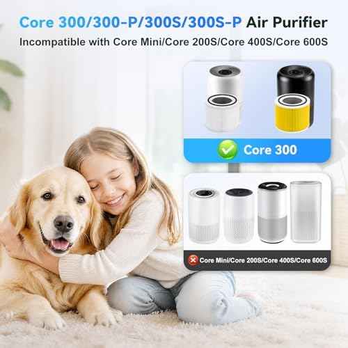 Core300 Pet Care H13 True HEPA Replacement Filter for LEVOIT Core300‑P, Core300S‑P, Core 300S Air Purifier, 3‑IN‑1 Activated Carbon Filter, Replaces Part# Core 300 RF, Yellow, 2 Pack
