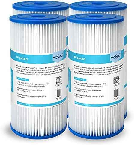 Membrane Solutions 50 Micron Pleated Water Filter Home 10"x4.5" Whole House Heavy Duty Sediment Replacement Cartridge Compatible with ECP10-1,ECP20-BB,R50-BBSA,FXHSC,CB1-SED10-BB (4 Pack)