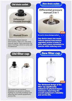 Compressed Air Pressure Filter Regulator Airtac BFR2000-C 1/4'' NPT 0-140 PSI Combo Piggybac Adjustable,Bracket,Gauge Semi-Auto Drain