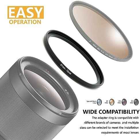 58mm to 77mm Step Up Ring Filter Adapter Black Metal Step up Adapter Rings Compatible with All Brand UV CPL ND Camera Lens Filter Step Down Ring (58mm-77mm)