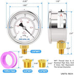 MEANLIN MEASURE -30inHG~0Psi Vacuum Gauge Stainless Steel 1/8" NPT 2"