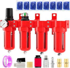 Industrial Grade 4-Stage Aluminum Air Drying System, 1/4 Inch NPT, 0-150 PSI, Double Desiccant Dryer, air Regulator, Particulate Filter and Coalescing Filter (Manual Drainage)