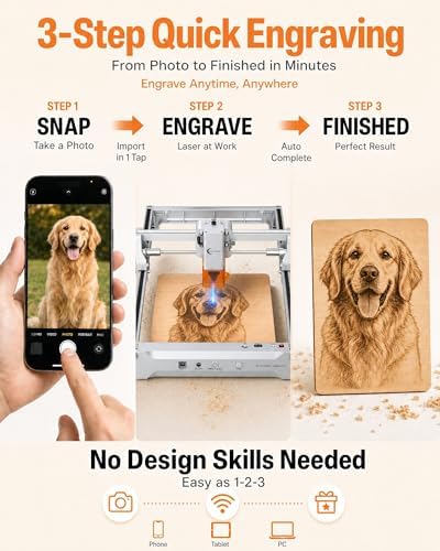 Laser Engraver 12W Laser Engraving Machine for Wood Metal Acrylic Glass Stone, DIY CNC Portable Laser Cutter 7.9" x 11.8" (Near A4) Offline Engraving Carverall K15 Pro Silvery, 12000mW, Class 1 - Field & Pure