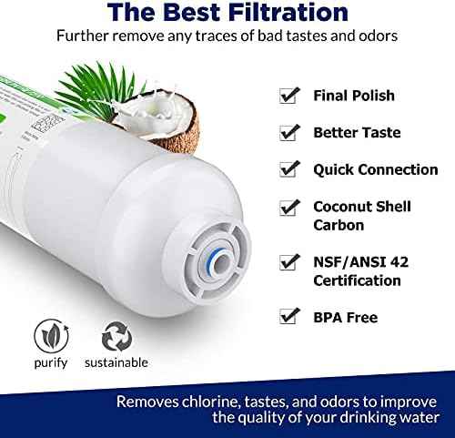 Membrane Solutions T33 Inline Post Carbon Water Filter 1/4" Quick-Connect