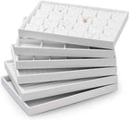 Oirlv Premium White Leather Stackable Jewelry Tray Flat Jewelry Organizer Tray