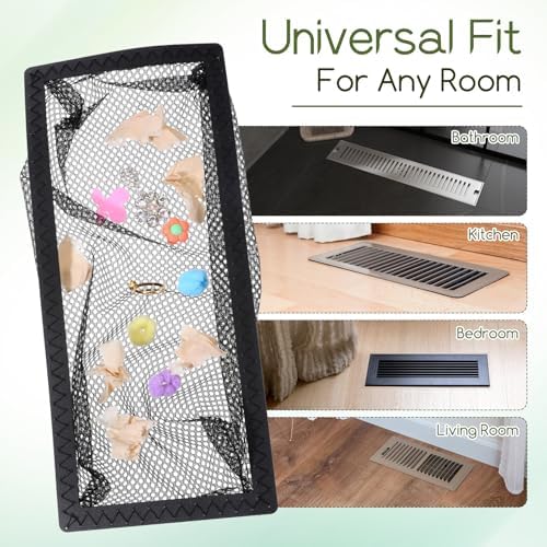 10 Pcs 4 x 10 Inch Floor Register Cover Trap, Floor Vent Filters Screen Floor Air Vent Mesh Net Trap Keeps Bugs, Coins, Pet Hair, Food Out (Black)