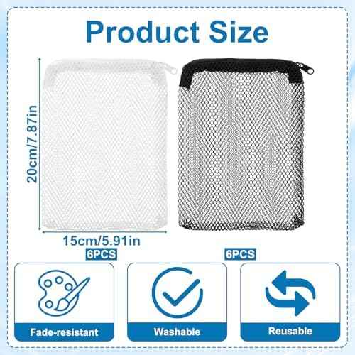 12 Pcs Aquarium Filter Media Bags, 8' X 6'' Extra Fine Mesh Bag Reusable