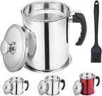 Kaemi 2.2L / 74OZ Bacon Grease Container With Strainer, Bacon Grease Keeper,Oil Storage Container for Kitchen,Filtered Oil Jug With Lid and Easy Grip Handle for Storing Meat Frying and Cooking Oil - Field & Pure