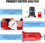 MEANLIN 3/8" NPT 3 Stage Aluminium Air Drying System,Coalescing Filter, Particulate Filter, Desiccant Dryer and Air Regulator, Manual Drain, Mid Flow, For Plasma Cutter and Paint Spray