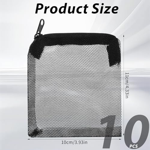 10PCS Aquarium Filter Media Bags, 3x4 Inch Fish Tank Media Mesh Filter Bags, Reusable Mesh Filters Bag for Activated Carbon, Filter-Stones and Ceramic Rings, Black Mesh-Net Filters Bag with Zipper - Field & Pure