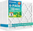 (6 Pack) 14x30x1 Furnace Air Filters, MPR 1900 & FPR 10, MERV 13 Pleated Air Filter (Actual Size: 13.75" x 29.75" x 0.75")