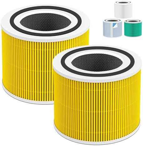 Core300 Pet Care H13 True HEPA Replacement Filter for LEVOIT Core300‑P, Core300S‑P, Core 300S Air Purifier, 3‑IN‑1 Activated Carbon Filter, Replaces Part# Core 300 RF, Yellow, 2 Pack