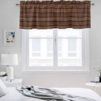 2 Pack Kitchen Valance for Windows, Farm Brown Wood Board Light Filtering Rod - Image 7