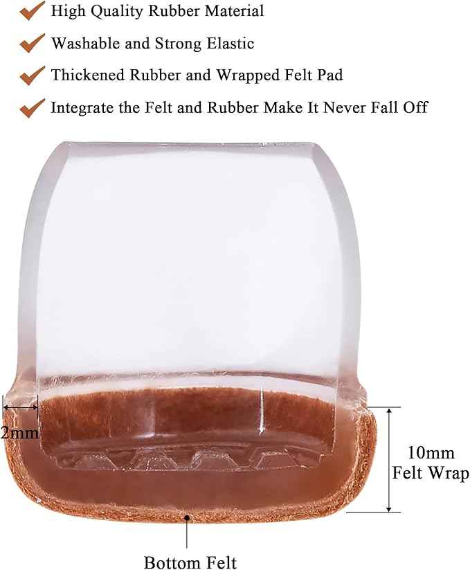 16Pcs Small Silicone Chair Leg Caps 1 1/4 inch, Furniture Pads