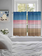 Blue Pink Brown Gradient Wood Grain Window Valance Curtains, Vintage Wood Board - Image 5