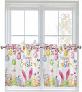 Happy Easter Half Window Curtain 36 Inches Long, Spring Watercolor Bunny Eggs by Unknown