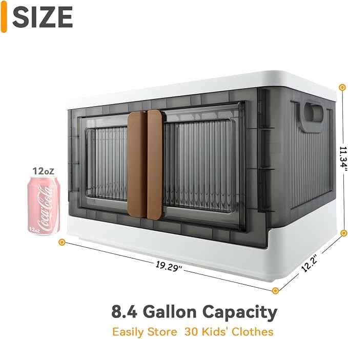 Storage Bin, Cabinet with Lids, 8.4 Gallon Capacity, With Double Door and Lock
