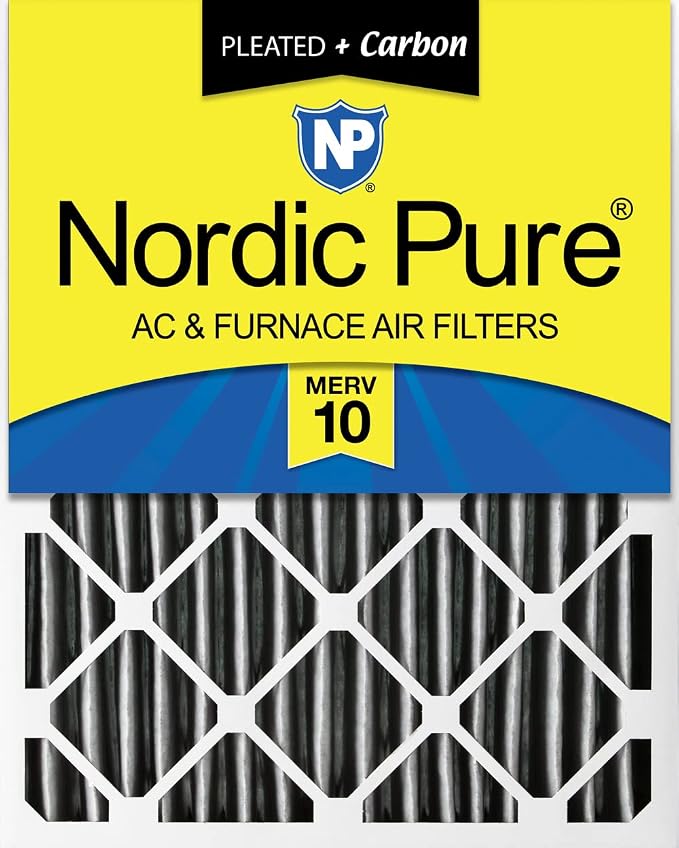 Nordic Pure 16x25x4 Furnace Air Filters MERV 10 Pleated + Carbon 1 Pack by NordicPure