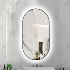 Oval LED Illuminated Bathroom Mirror, Wall-mounted Vanity Makeup Mirror by Unknown