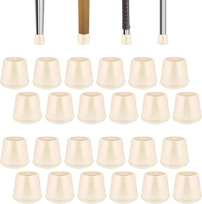 1" Round Rubber Chair Leg Tips Caps, Chair Leg Floor Protectors, Non-Slip