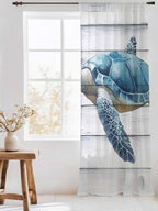 Sheer Curtains 108 Inches Long, Sea Turtle Blue Semi Sheer Curtains Light - Image 3